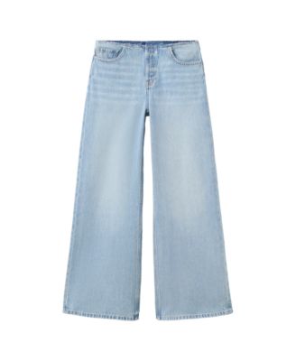 Women's High-Waisted Wide-Leg Frayed-Waistband Jeans