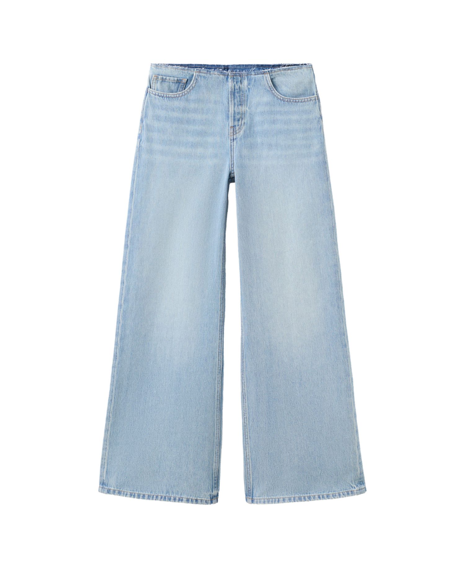 Women's High-Waisted Wide-Leg Frayed-Waistband Jeans
