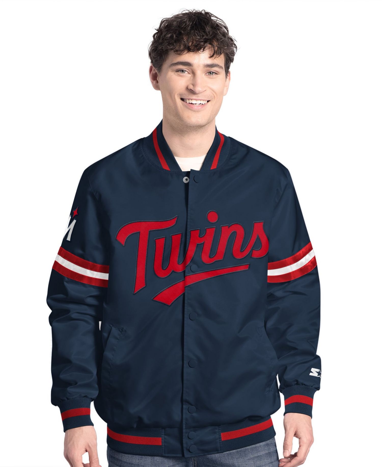 Men's Navy Minnesota Twins Scout Full-Snap Varsity Jacket