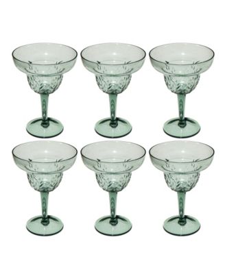 Embossed Leaf Acrylic Margarita Glasses, Set of 6