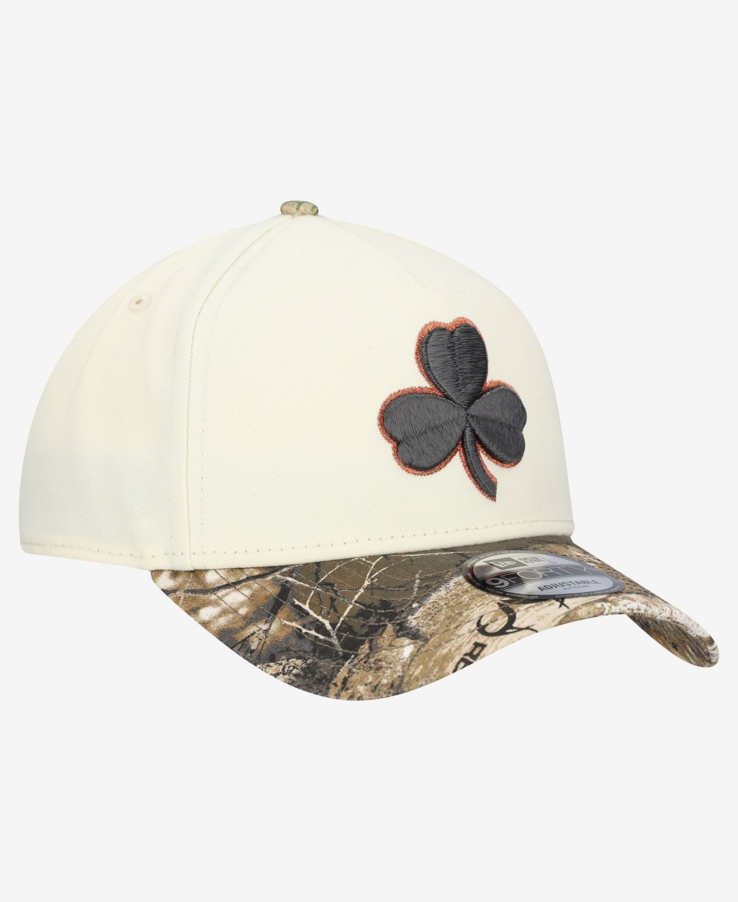 Мужская кепка New Era Cream Boston Celtics Realtree Chrome Two-Tone 9FORTY A-Frame Adjustable Hat — фото 3