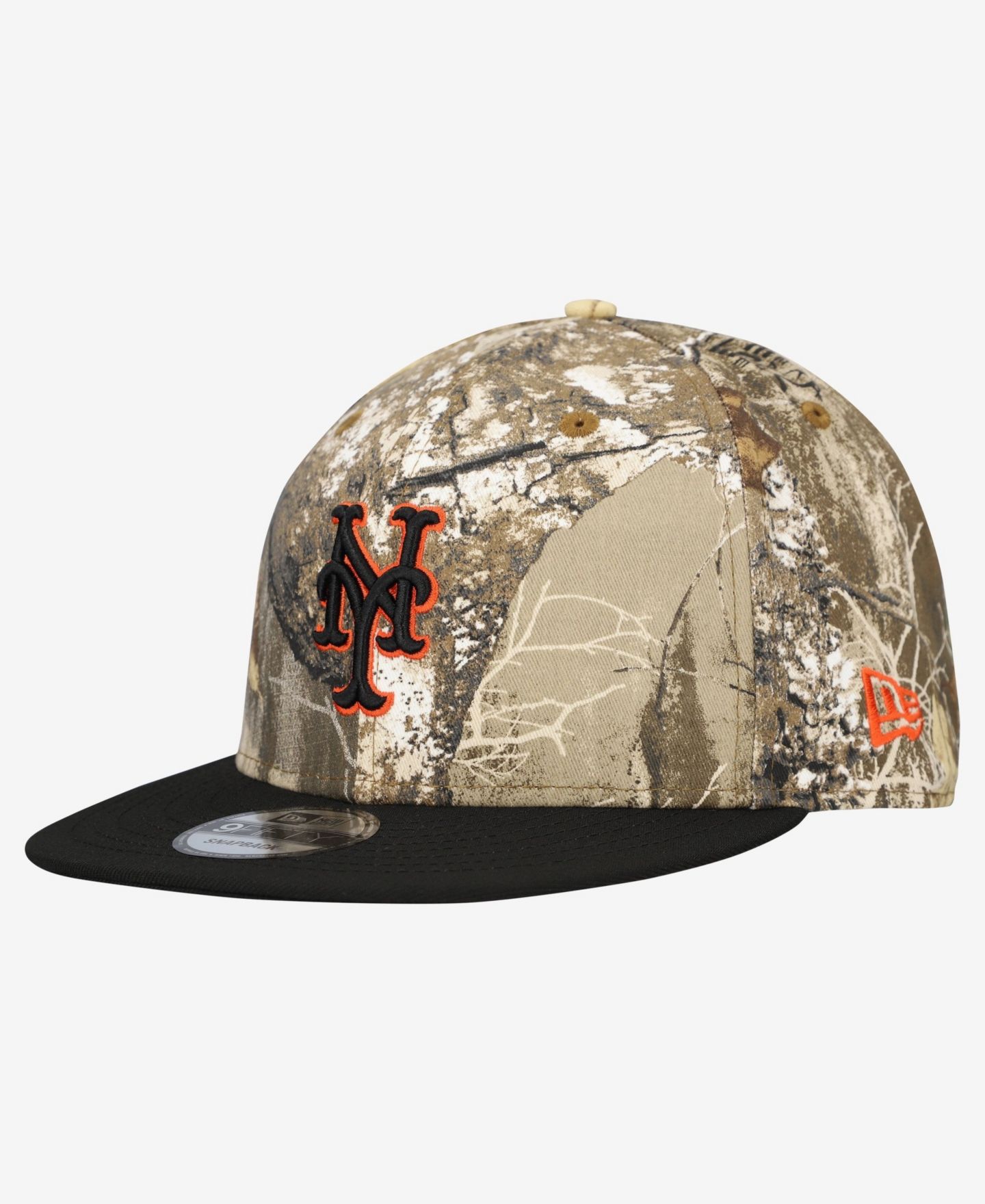 Мужская кепка New Era Camo New York Mets Realtree Orange Pop 9FIFTY Snapback Hat — фото 1