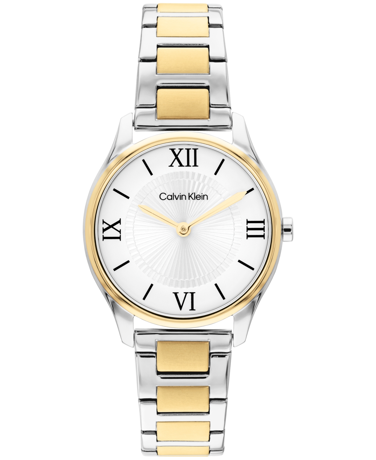 Calvin Klein Women's Quartz Minimalistic T Bar Two-Tone Stainless Steel Bracelet Watch 28mm - White