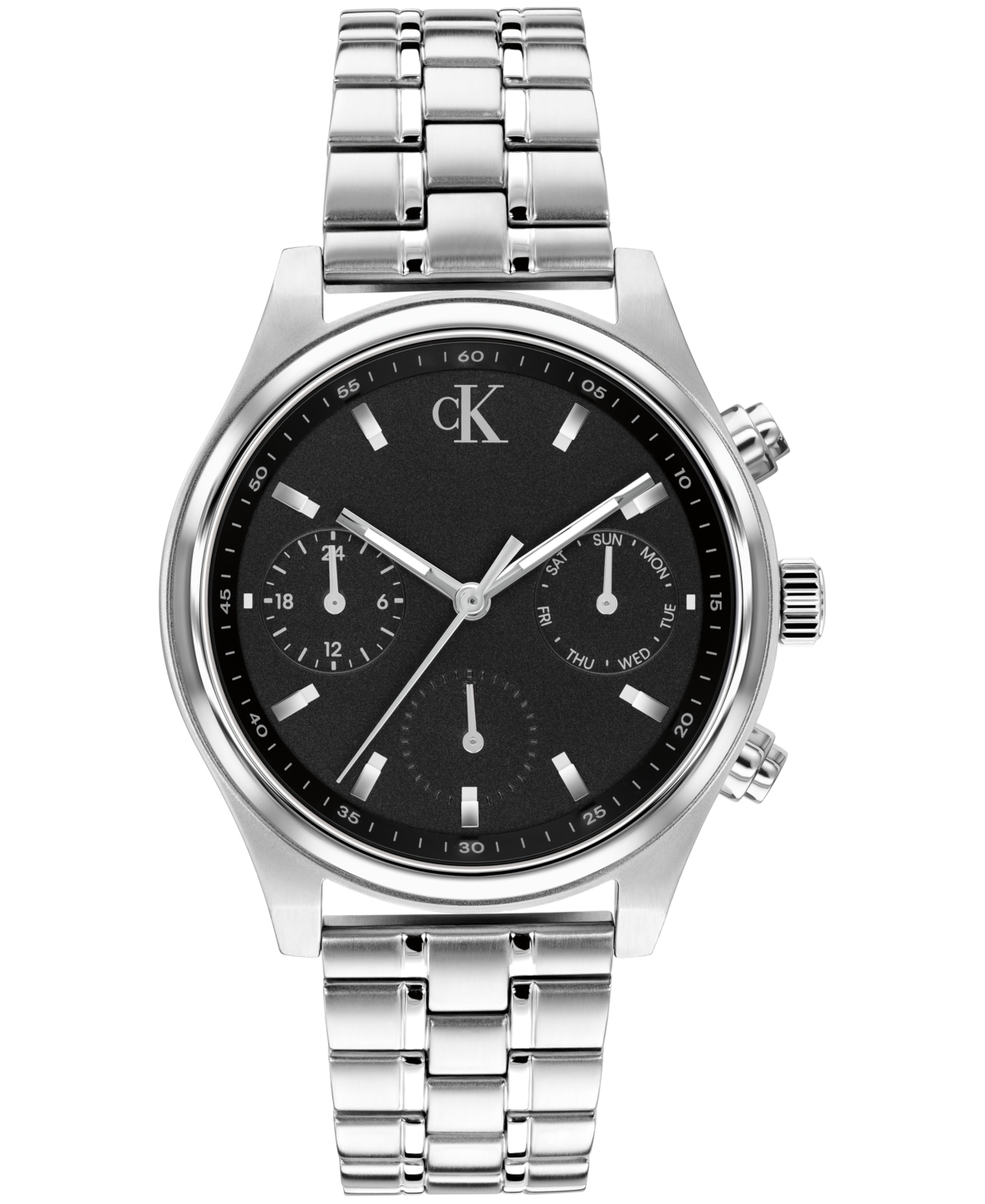 Calvin Klein Men's Modern Vintage Chronograph Silver-Tone Stainless Steel Bracelet Watch 38mm