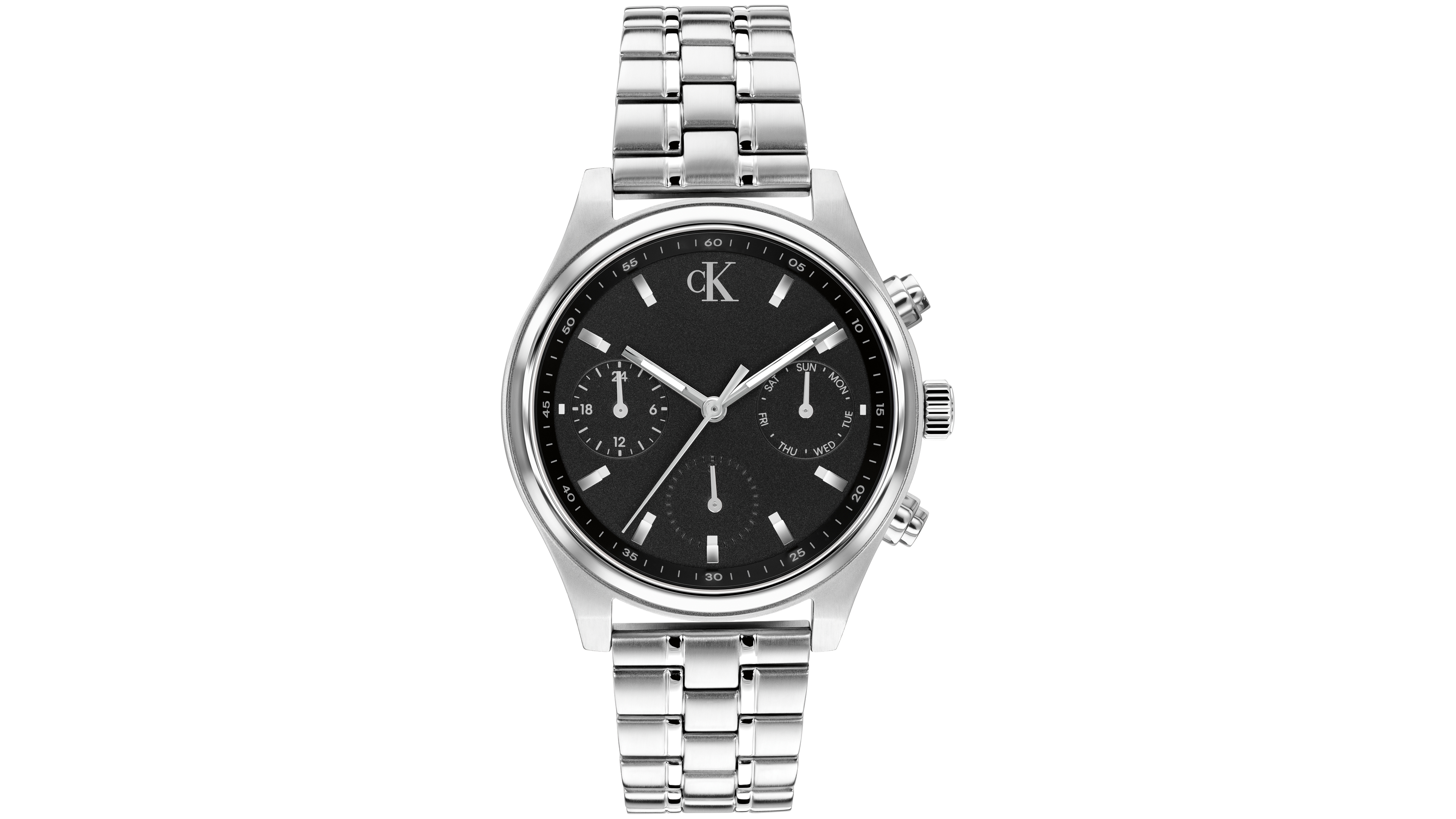 Calvin Klein Men's Modern Vintage Chronograph Silver-Tone Stainless Steel Bracelet Watch 38mm