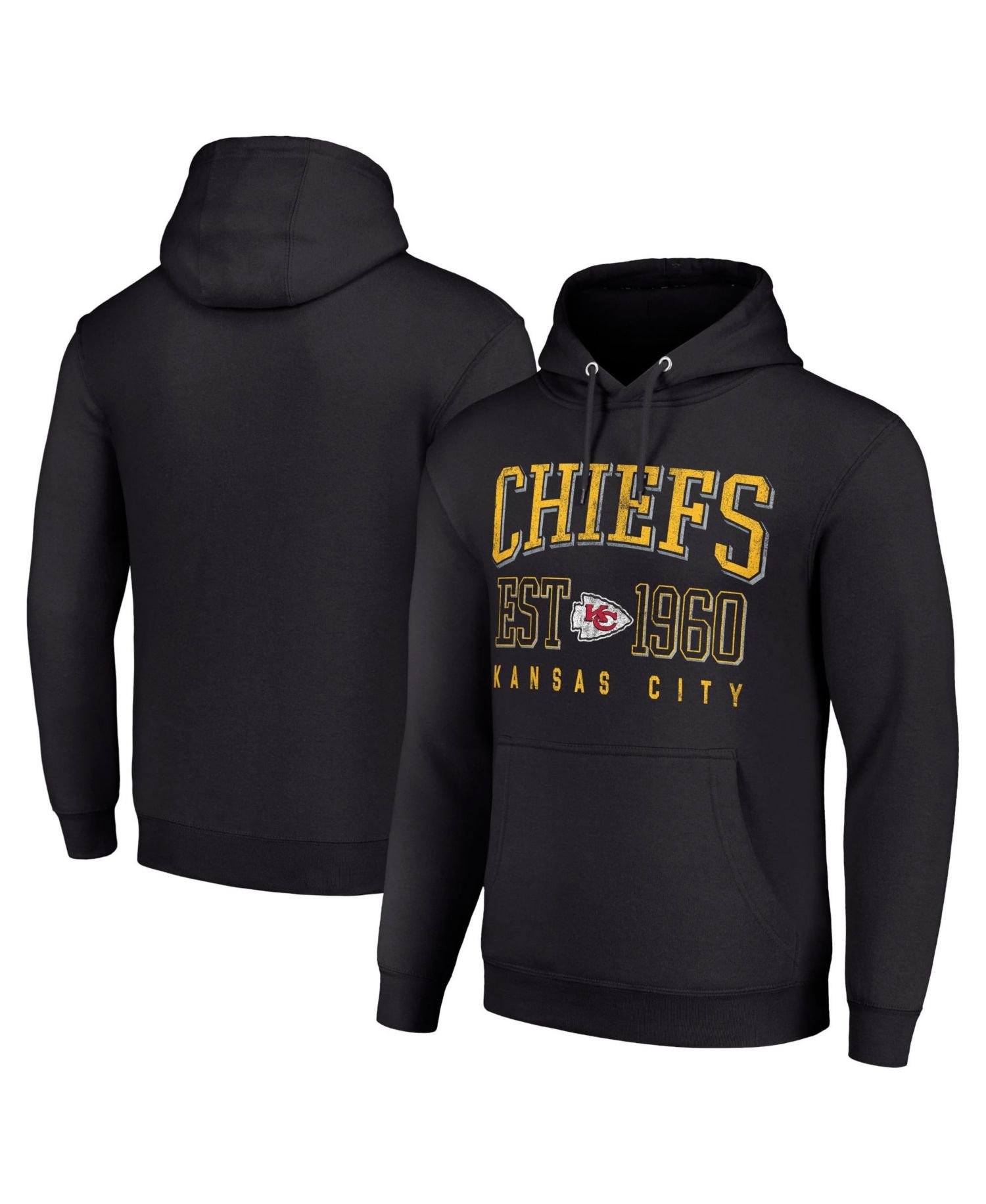 Men's and Women's Black Kansas City Chiefs Throwback Logo Pullover Hoodie
