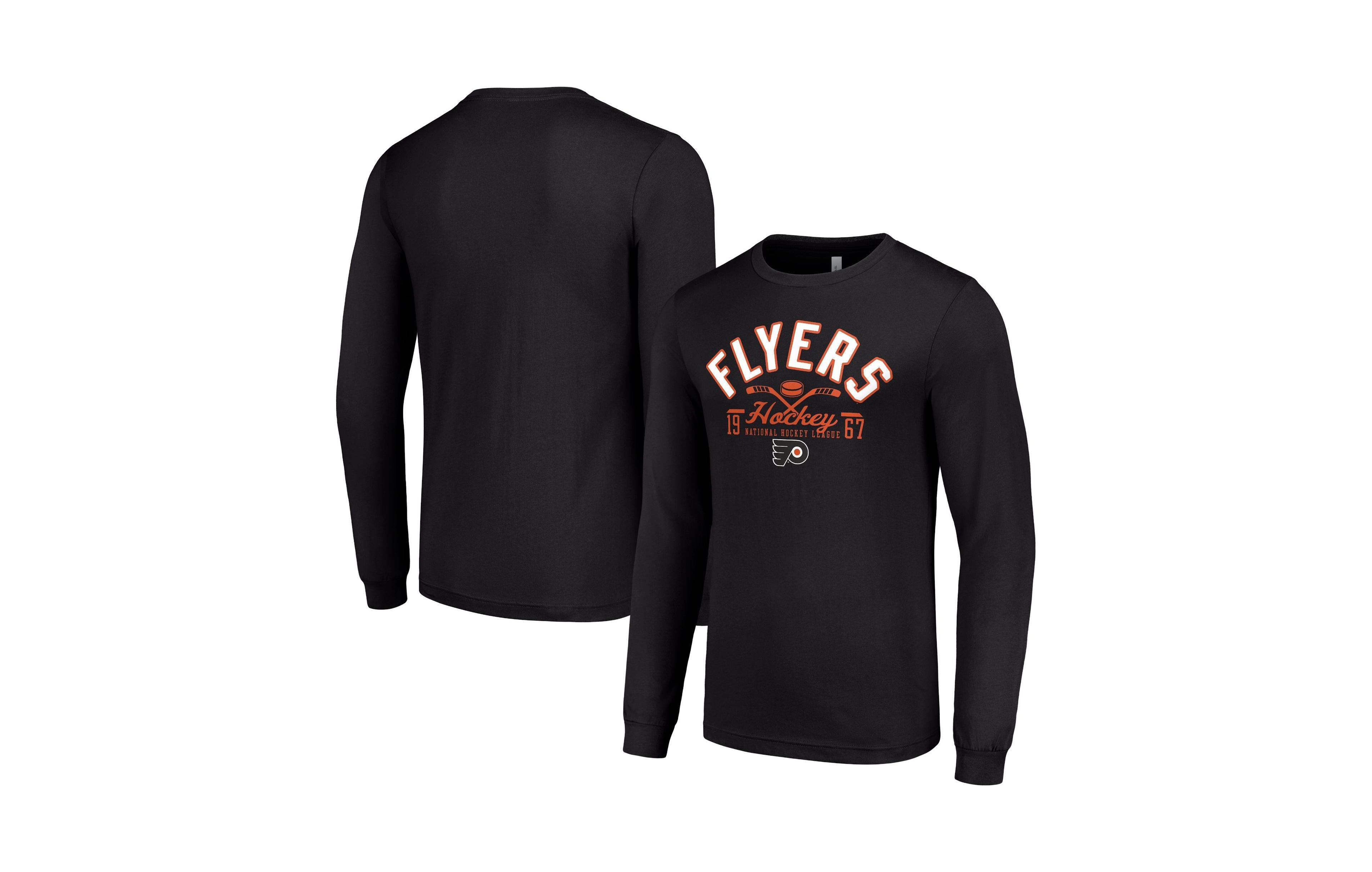 Starter Men's Philadelphia Flyers Puck Screen Print Long Sleeve T-Shirt