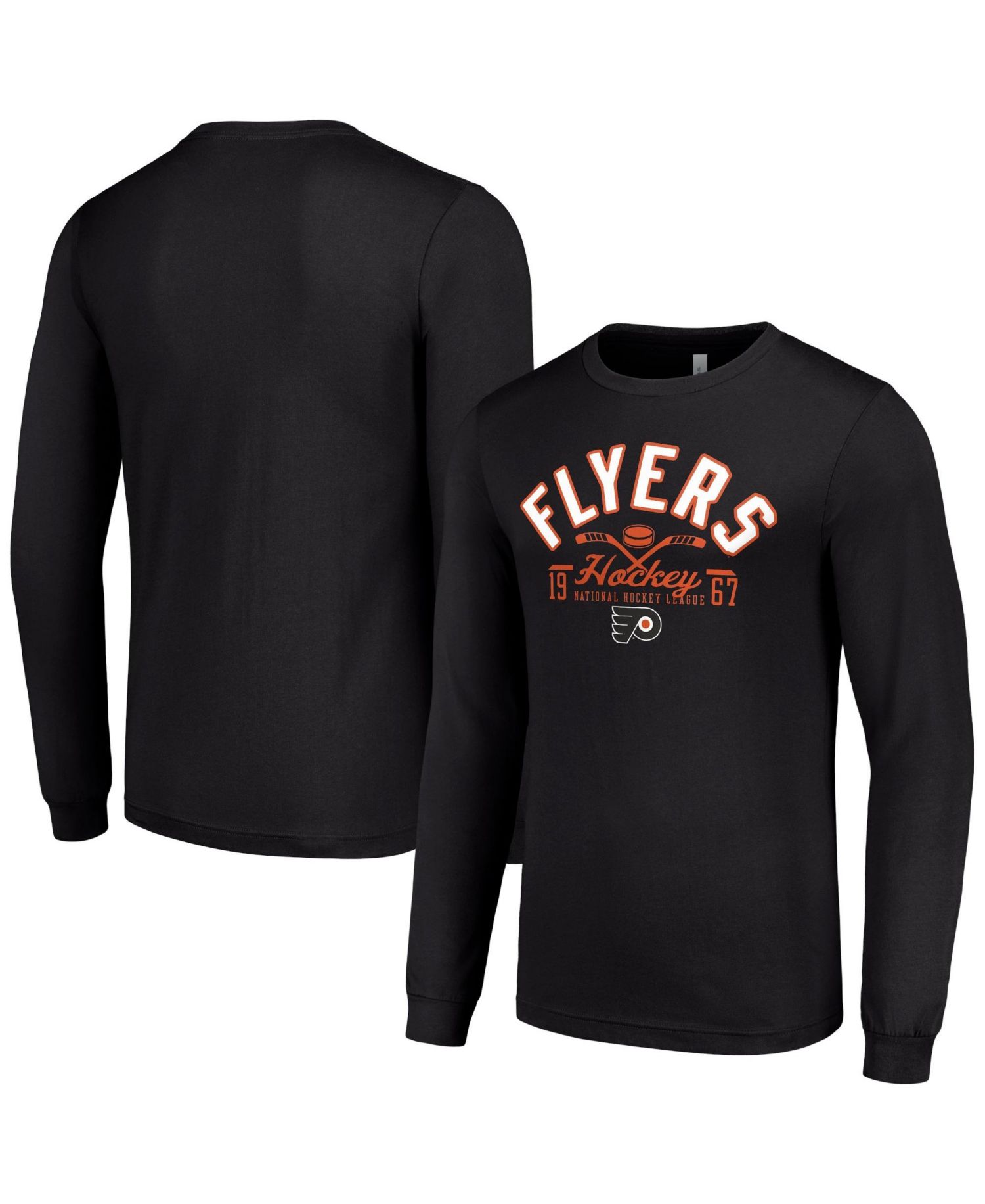 Men's Black Philadelphia Flyers Puck Long Sleeve T-Shirt