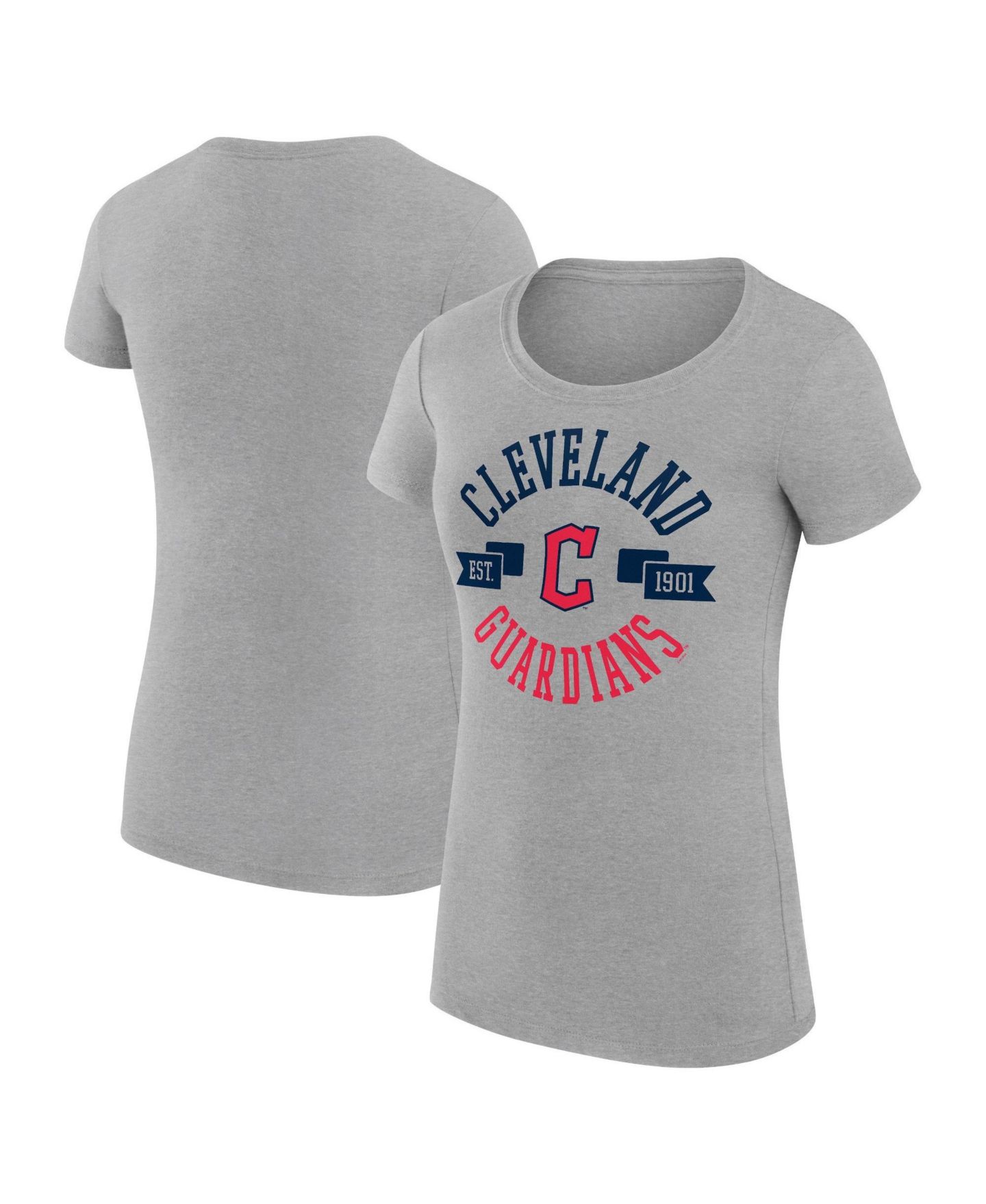 Женская футболка G-III 4Her by Carl Banks Heather Gray Cleveland Guardians Super-Slim Fit Lightweight City Graphic — фото 1