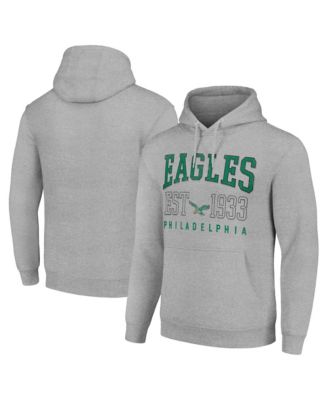 Men's and Women's Heather Gray Philadelphia Eagles Throwback Logo Pullover Hoodie