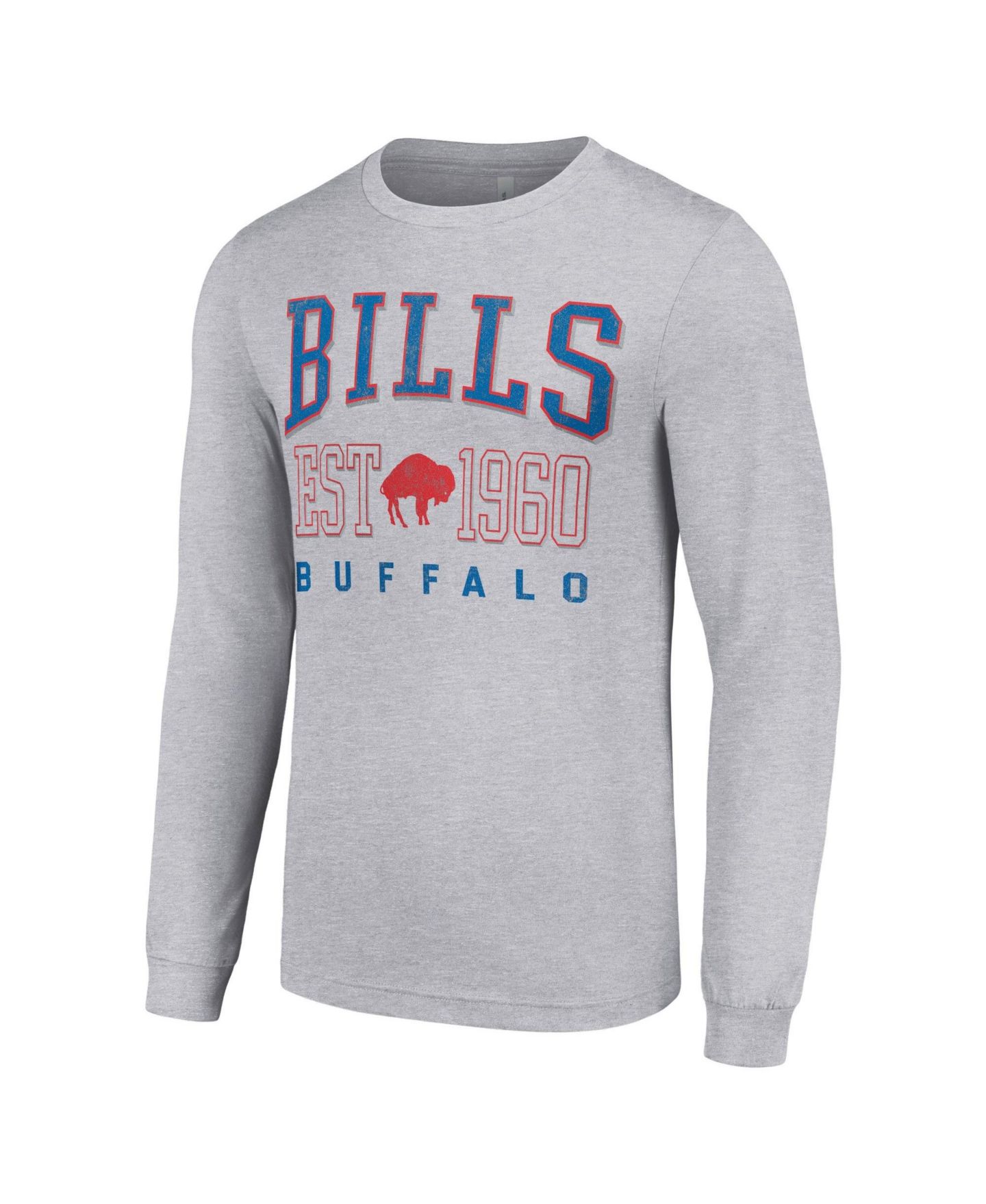 Мужская футболка Starter Heather Gray Buffalo Bills Throwback Logo Long Sleeve — фото 2