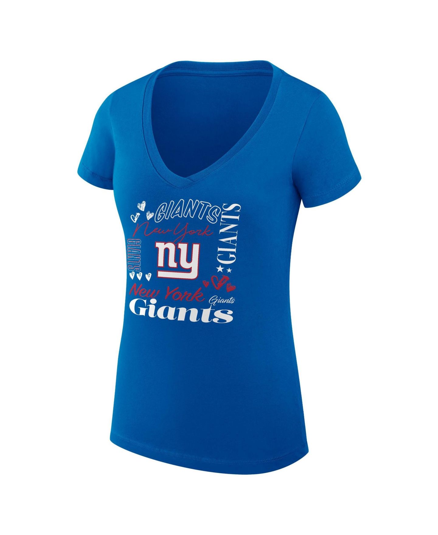 Женская футболка G-III 4Her by Carl Banks Royal New York Giants Super-Slim Fit Lightweight Collage Team V-Neck — фото 2