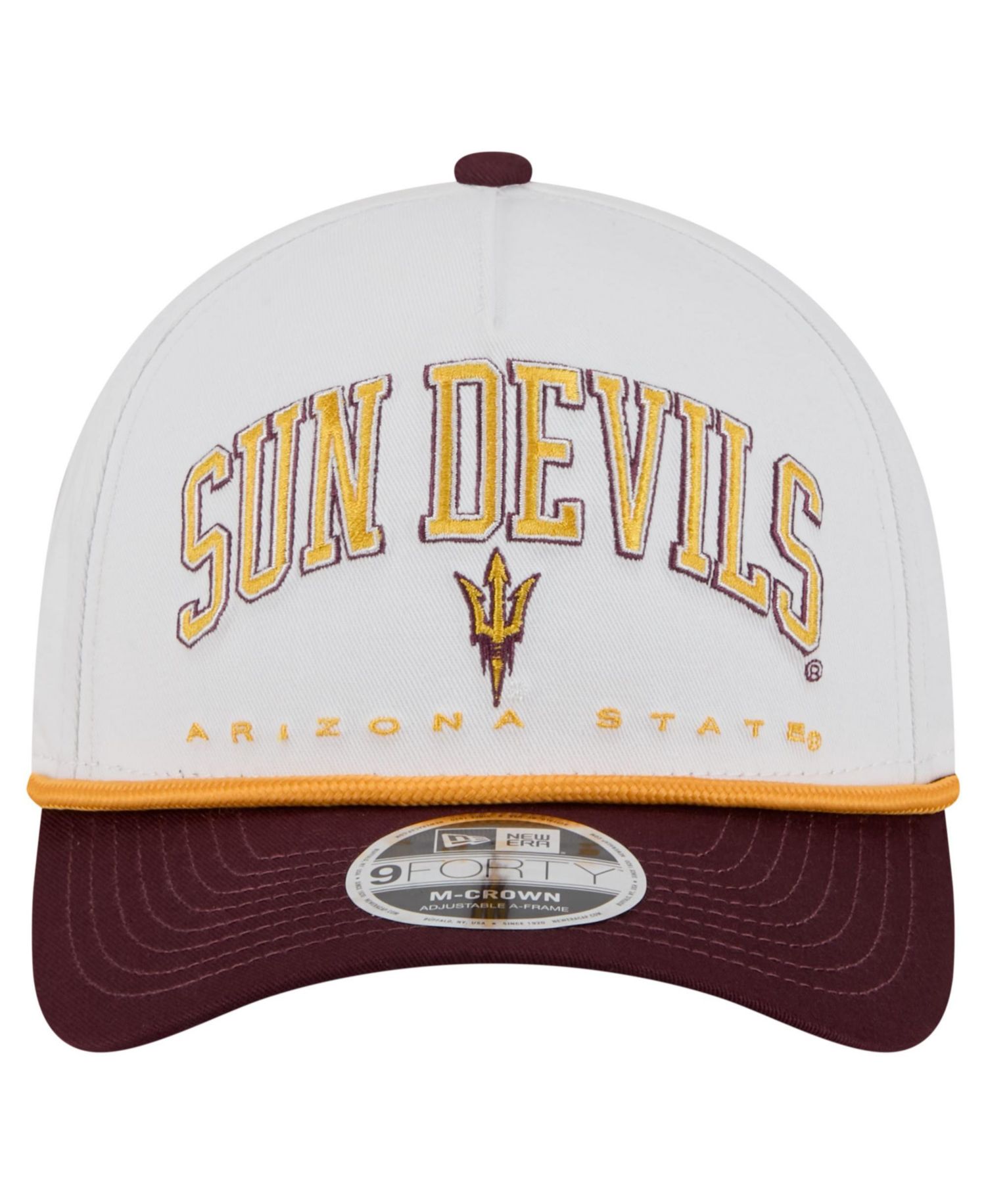 Men's White/Maroon Arizona State Sun Devils Arch Two-Tone Rope 9FORTY A-Frame M-Crown Adjustable Hat