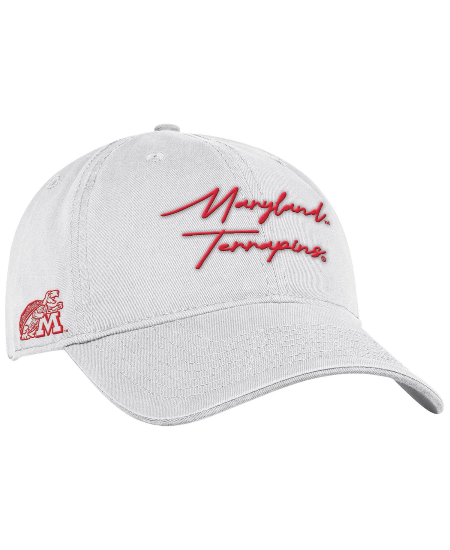 Men's White Maryland Terrapins College Essentials Washed Cotton Blend Adjustable Hat