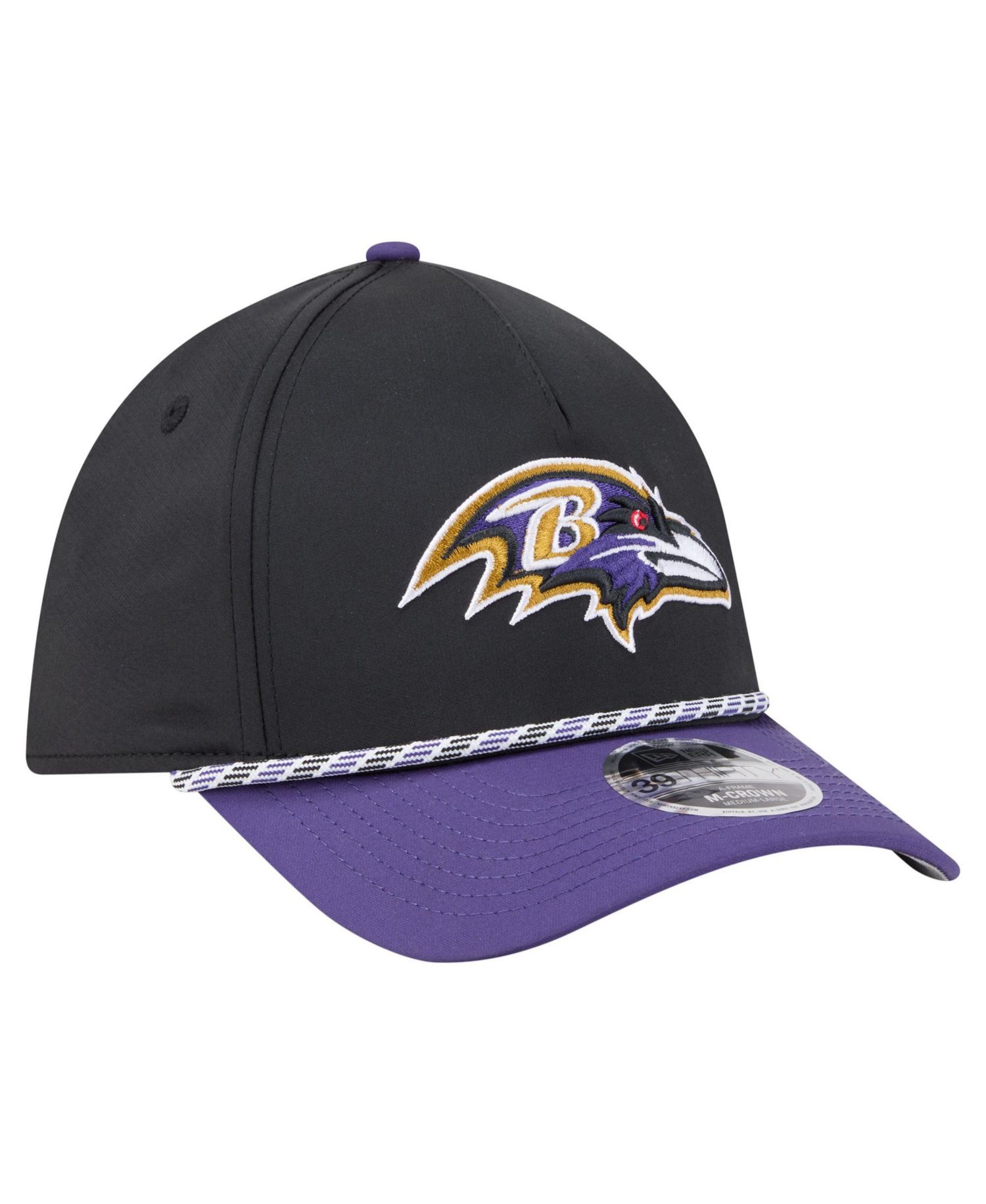 Men's Black/Purple Baltimore Ravens Rope M-Crown A-Frame 39THIRTY Flex Hat