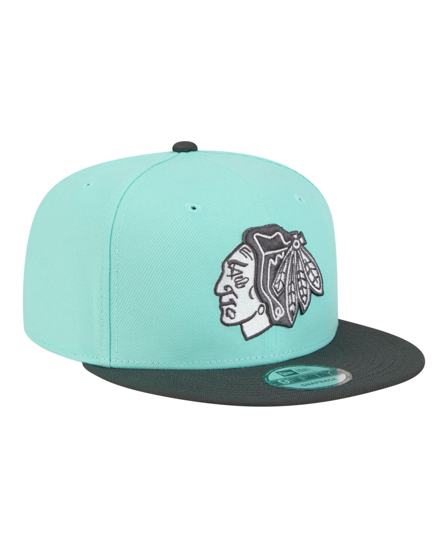 Мужские головные уборы New Era Turquoise/Charcoal Chicago Blackhawks Two-Tone Color Pack 9FIFTY Snapback Hat — фото 3