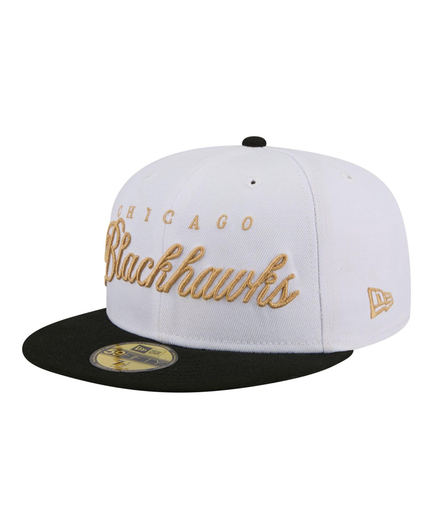 Men's White/Black Chicago Blackhawks Scripted 59FIFTY Fitted Hat