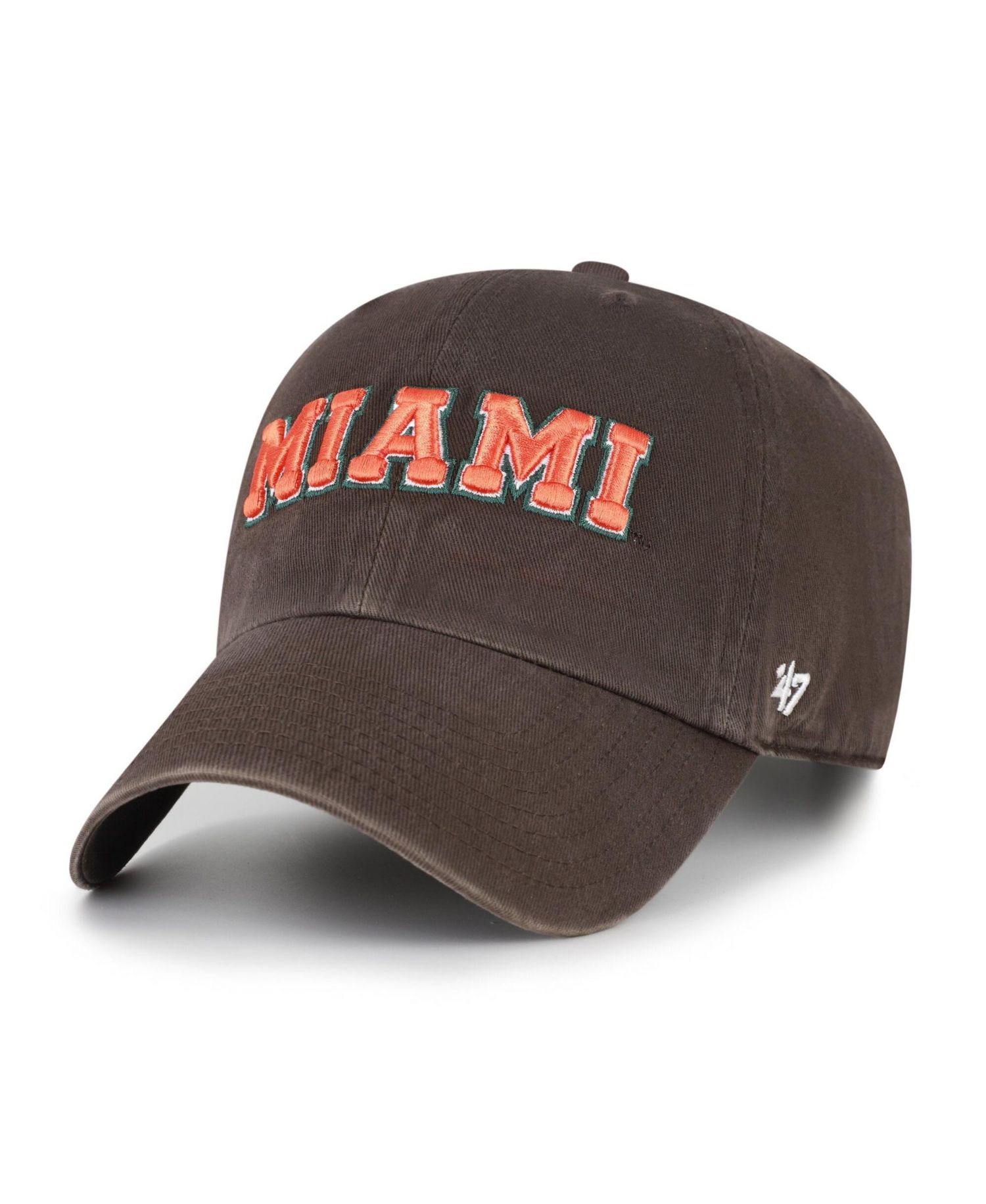 Men's '47 Brown Miami Hurricanes Vault Clean Up Adjustable Hat
