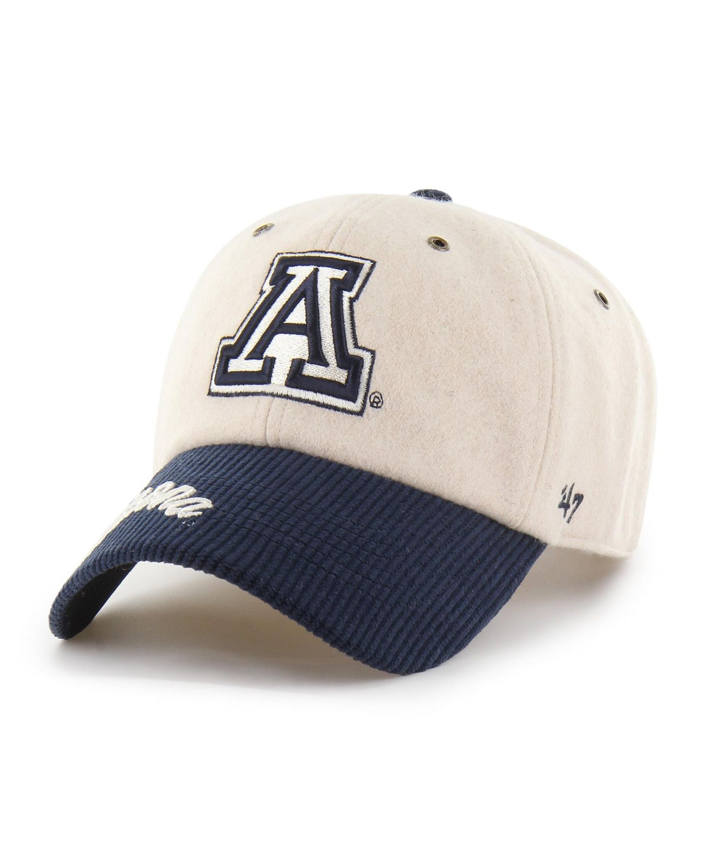 Женская кепка '47 Brand White/Navy Arizona Wildcats Rope Script Clean Up Adjustable Hat — фото 2