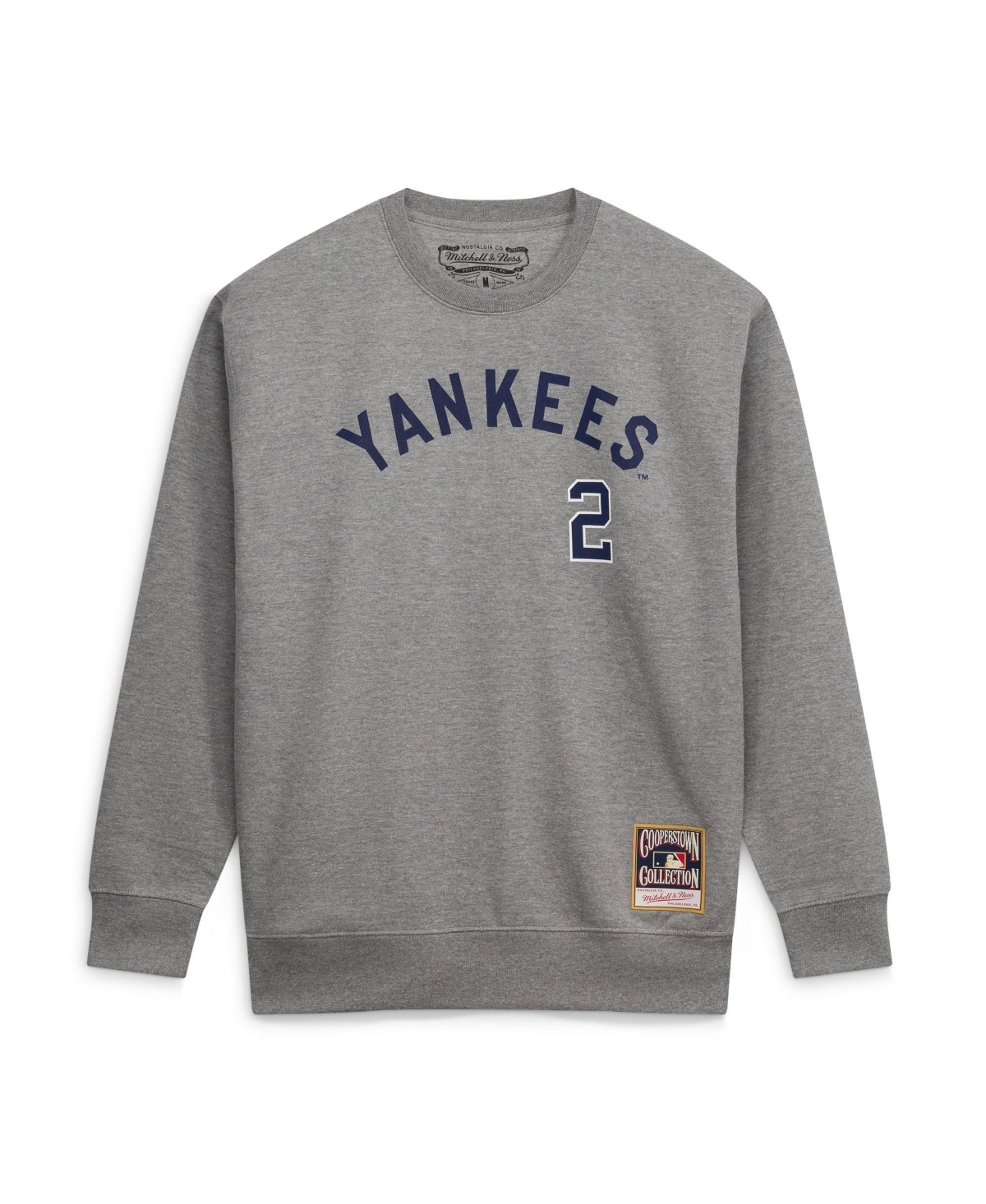 Mitchell & Ness Men's New York Yankees Derek Jeter Graphic Fleece-lined Crew Neck Sweatshirt In Gray