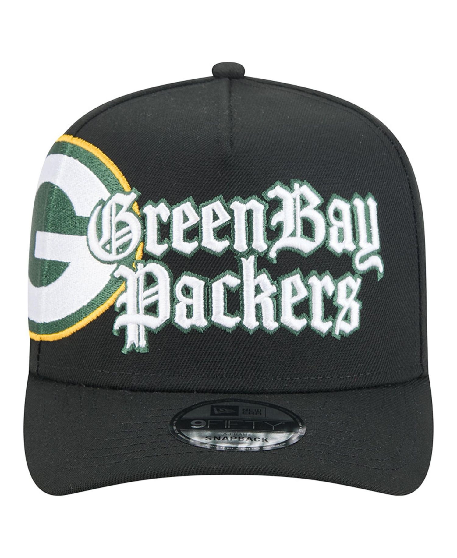 Men's Black Green Bay Packers Proud A-Frame 9FIFTY Snapback Hat