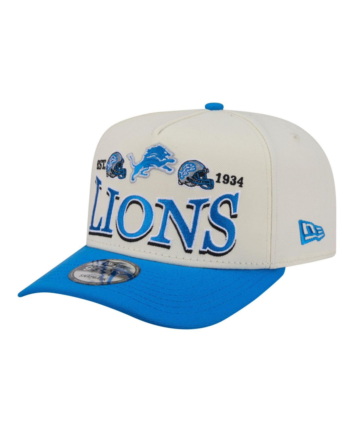Men's Cream/Blue Detroit Lions A-Frame 9FIFTY Snapback Hat