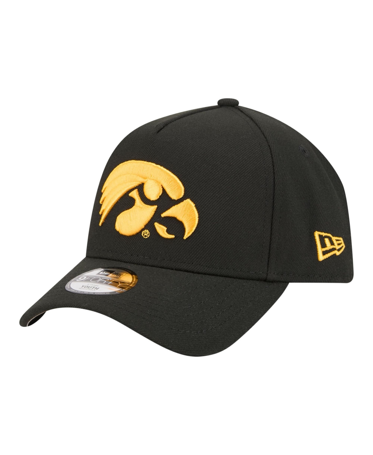 New Era Kids' Big Boys And Girls Iowa Hawkeyes 9forty A-frame Adjustable Embroidered Baseball Cap In Black