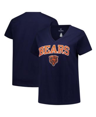 Women's Navy Chicago Bears Plus Size Arch Over Logo V-Neck T-Shirt