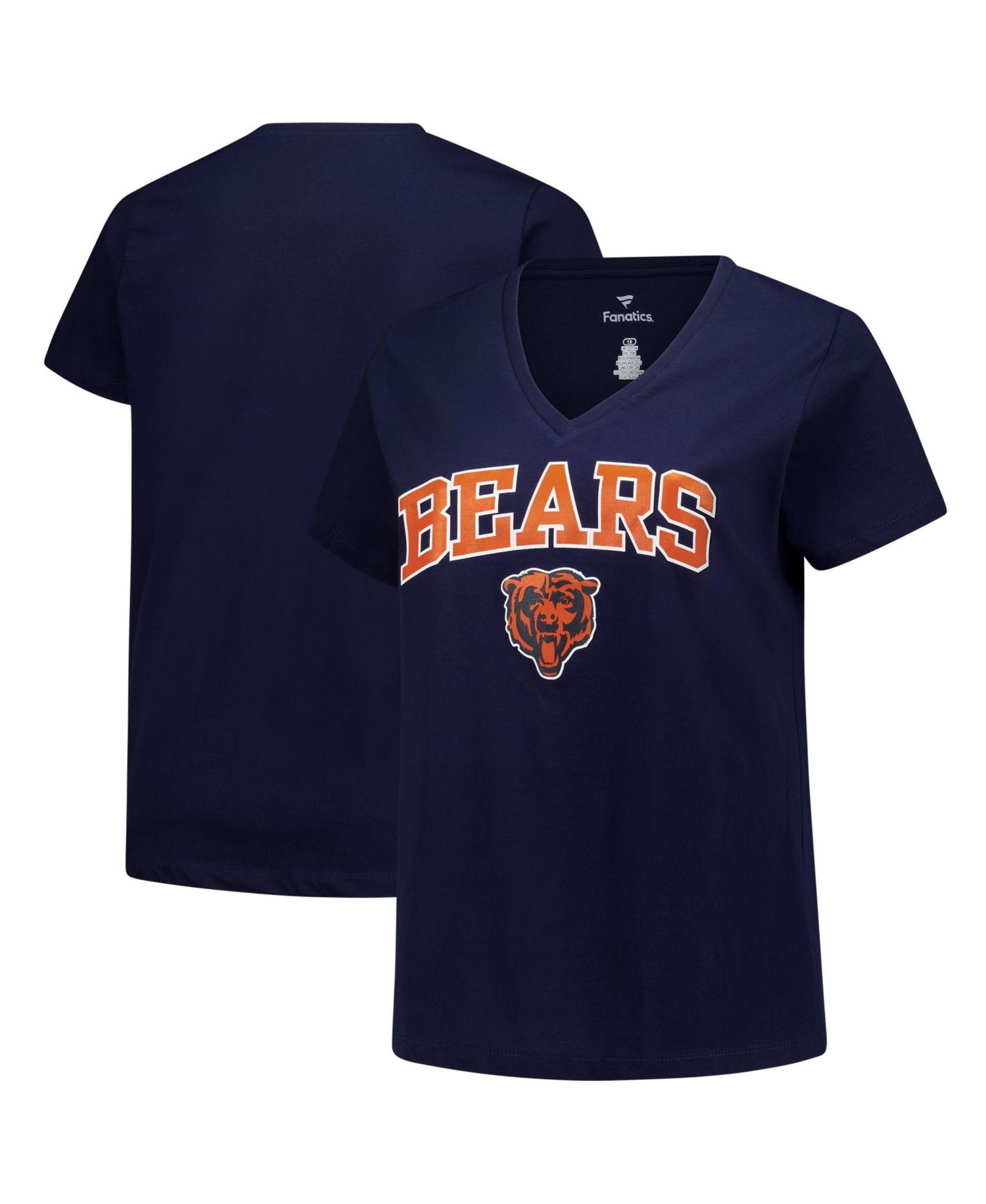 Women's Navy Chicago Bears Plus Size Arch Over Logo V-Neck T-Shirt