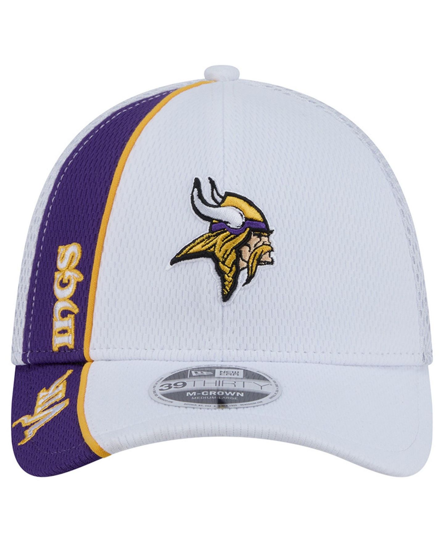 Мужская кепка New Era White/Purple Minnesota Vikings Dash 39THIRTY M-Crown Flex Hat — фото 2