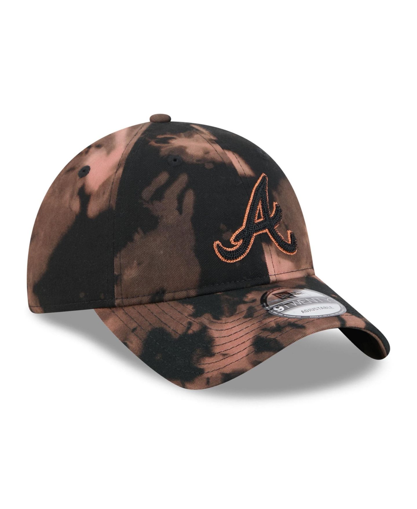 Мужская кепка New Era Black Atlanta Braves Bleach Wash 9TWENTY Adjustable Hat — фото 3