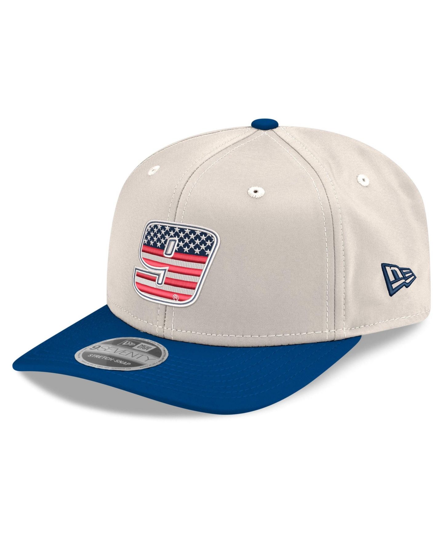 Мужской головной убор New Era Beige/Royal Chase Elliott 9SEVENTY Flag Stretch-Snap Hat — фото 3