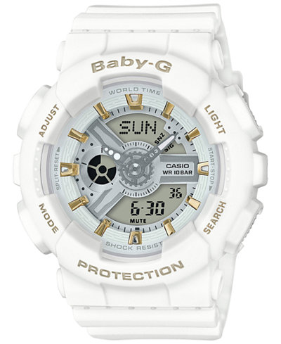 Baby-G Women's Analog-Digital White Resin Strap Watch 43x46mm BA110GA-7A1