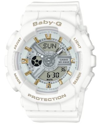 Baby-G Women's Analog-Digital White Resin Strap Watch 43x46mm BA110GA ...