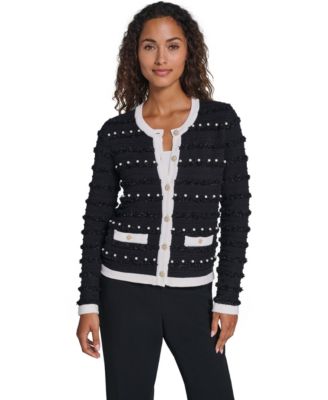 Women's Embellished Crewneck Cardigan Sweater