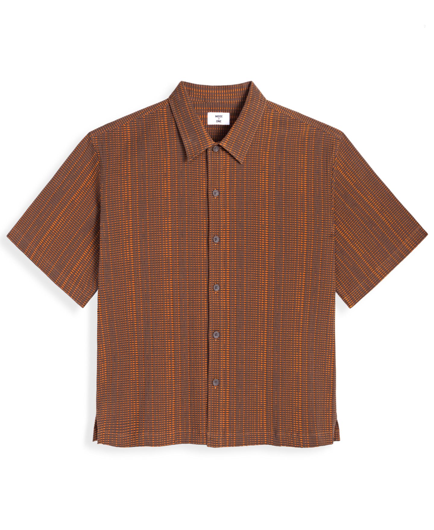 Мужская рубашка Mode of One Textured Check Point Collar Button-Up, цвет: Оранжевый — фото 5