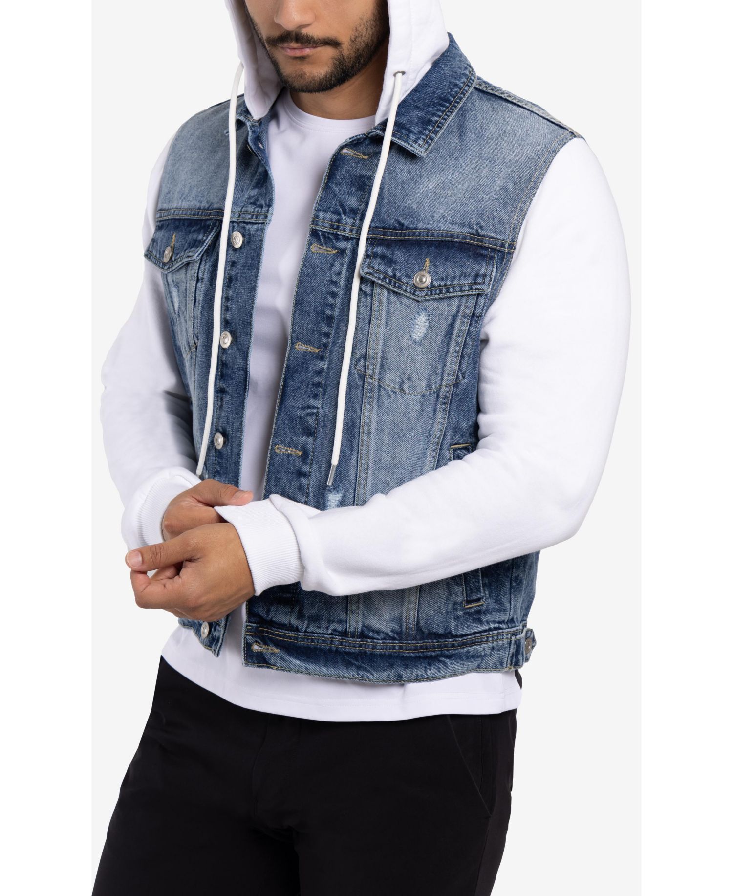 XRAY Men's Hybrid Hoodie Trucker Denim Jacket
