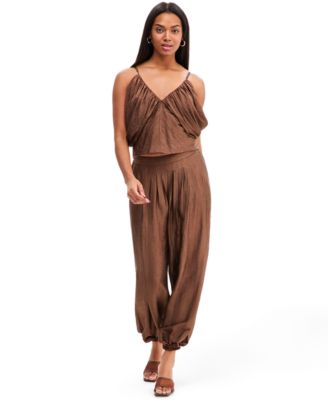 Bar III Women's Elastic-Waist Satin Bubble Pants, Macy's Exclusive - Macy's