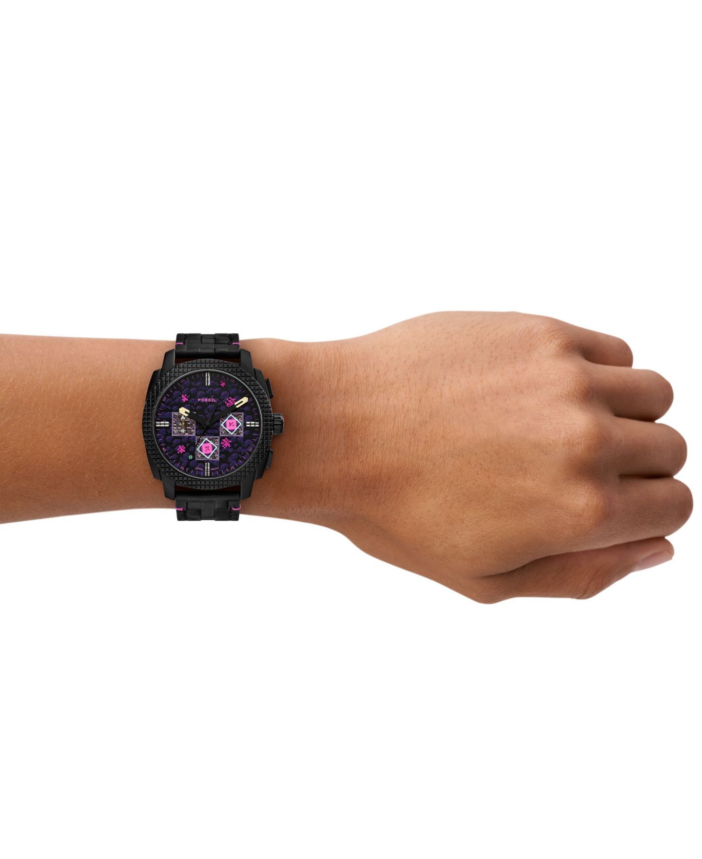 Часы Fossil Unisex Minecraft Quartz The End Leather Watch 44mm — фото 8