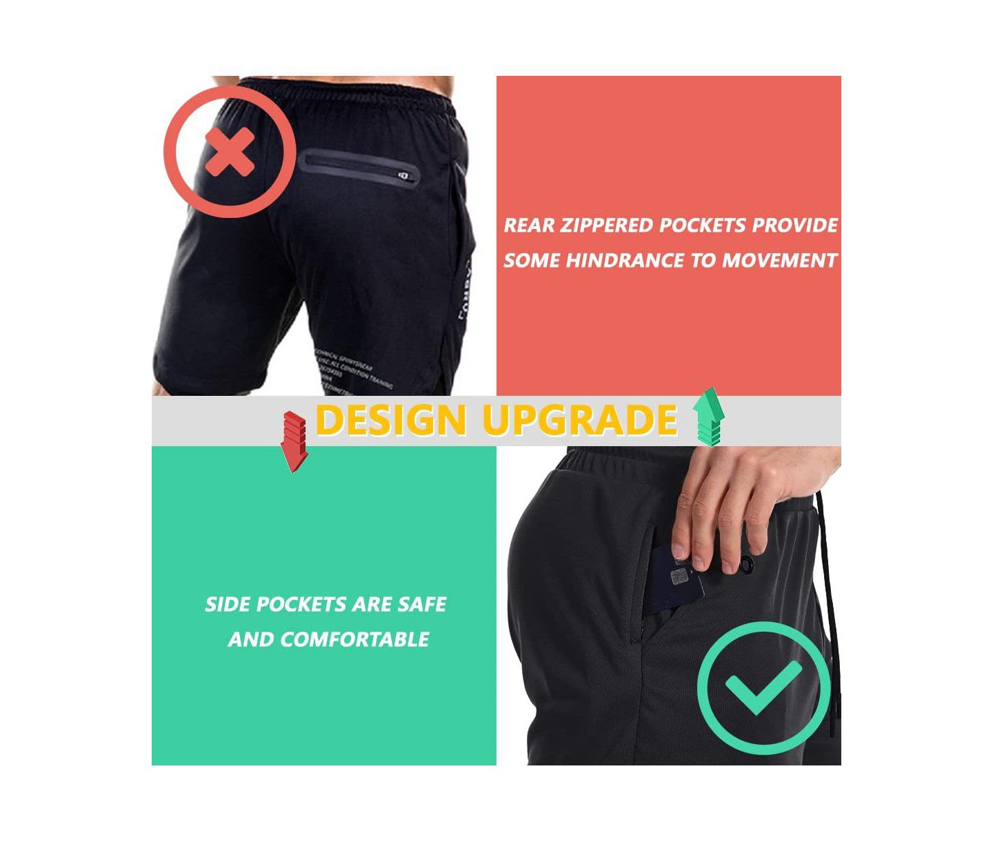 Мужские шорты peneyon 2 In 1 Quick Dry Running Shorts Athletic Workout With Pockets, цвет: Open Miscellaneous — фото 4