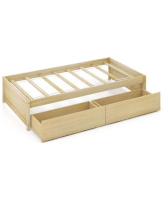 Twin Size Captain Bed with 2 Drawers and Slats Support