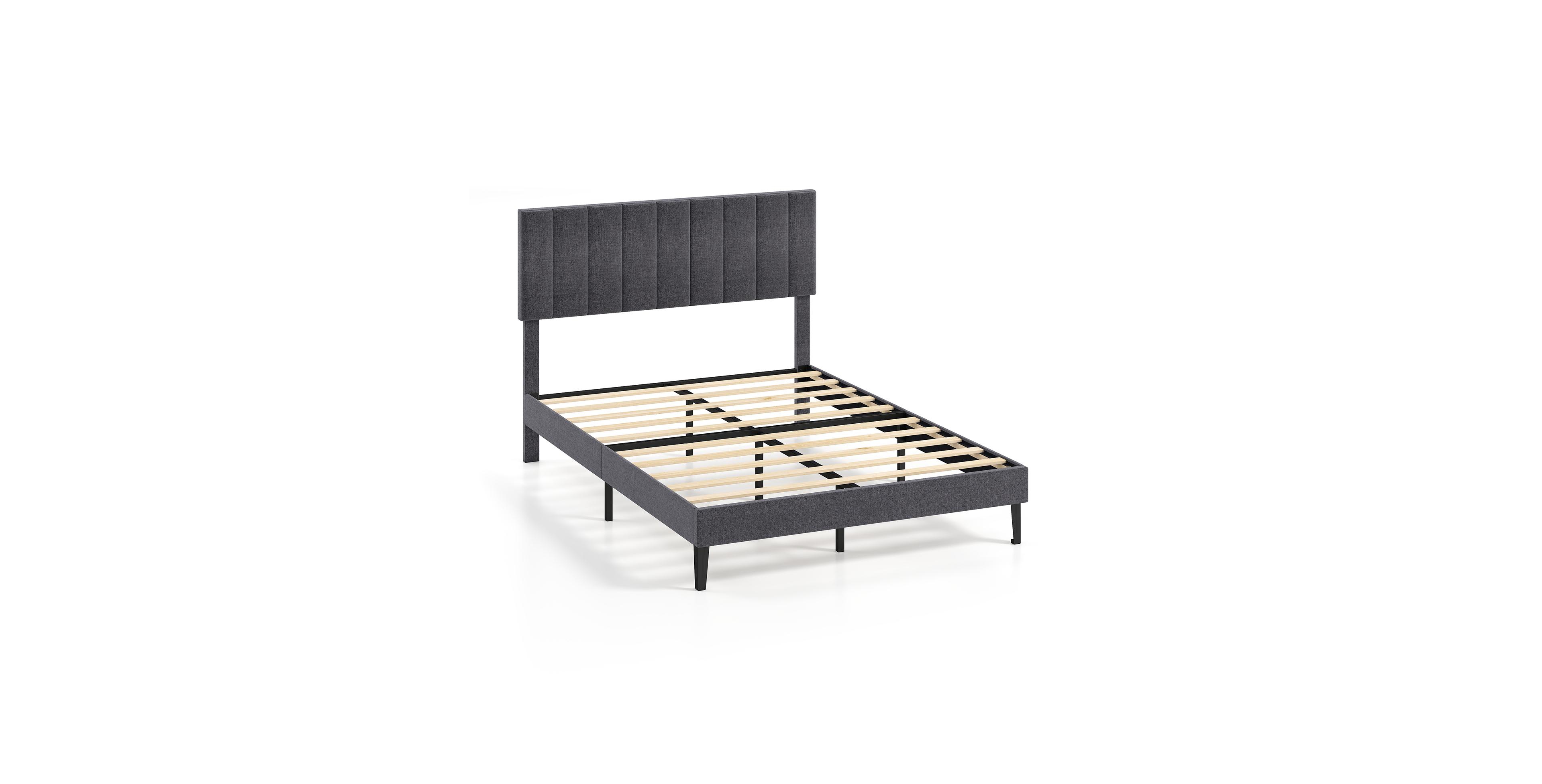 Mecale Upholstered Platform Bed with Height Adjustable Vertical Channel Headboard Full Size