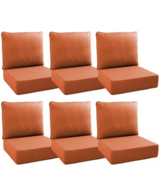 24"x22"x6" Patio Thick Cushions and Pillows Set - Deep Seat Indoor/Outdoor Water and Fade Resistant