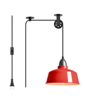 Farmhouse Plug in Pendant Light Pulley Pendant Lamp
