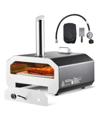 16" Dual Fuel Pizza Oven Portable Wood Fire and Propane Pizza Maker with Thermometer