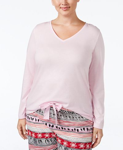 Hue Plus Size V-Neck Pajama T-Shirt