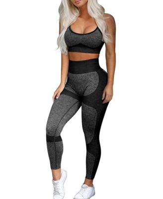 Women's Seamless High-Waisted Compression Sports Bra and Leggings, 2-Piece Set
