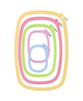 5 Pack Rectangular Embroidery Hoops Set Plastic Candy Color DIY Craft