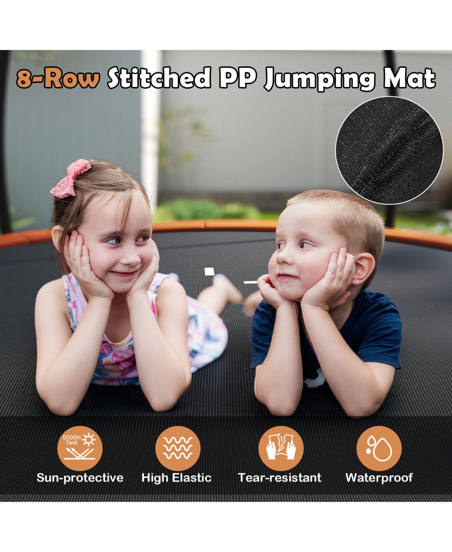 Детская игрушка Mecale 10-Foot Galvanized Steel Trampoline with Safety Enclosure Net, 220-lb Capacity, Ages 3+, цвет: Оранжевый — фото 8
