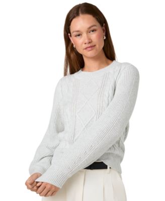 Women's Micro Sequin Cable-Knit Long-Sleeve Pullover